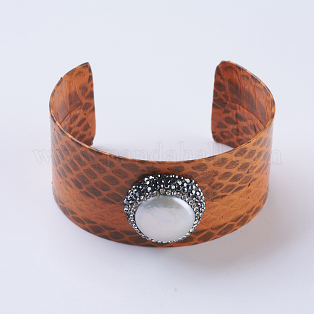 Handmade Snakeskin Leather Cord Cuff Bracelets BJEW-F073-A5-1