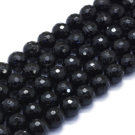 Natürliche schwarze Turmalin Perlen Stränge G-E561-09-12mm-1