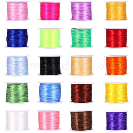 Nbeads 20 rollos de alambre de fibra elástica de 0.5 mm de colores mezclados para hacer joyas diy collar de pulseras EW-NB0001-02-1