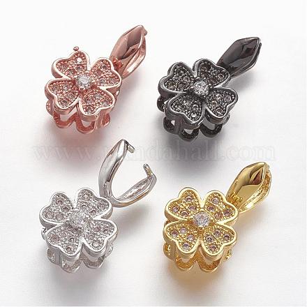 Long-Lasting Plated Brass Micro Pave Cubic Zirconia Pinch Bails ZIRC-P032-03-1