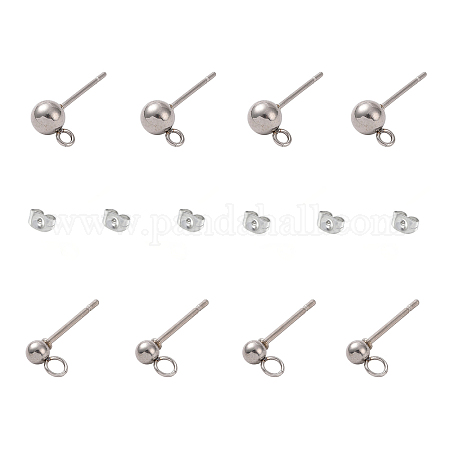 Wholesale Unicraftale 202 Stainless Steel Ball Stud Earring Findings 