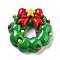 Christmas Theme Resin Cabochons, Green Christmas Wreath, 40x40x12.5mm