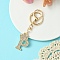 Golden Alloy Rhinestone Keychain, with Alloy Clasp and Iron Rings, Letter P, 10cm, Pendant: 42mm