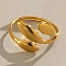 304 Stainless Steel Cuff Open Rings, Leaf, Golden, 13mm, Inner Diameter: 17.2mm