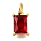 925 Sterling Silver Pave Clear Cubic Zirconia Charms, Rectangle, with Jump Ring, Golden, Dark Red, 9.5x6.5x4mm