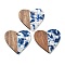 Resin and Walnut Pendants, Heart, Marine Blue, 37x38.5x2.5mm, Hole: 2mm