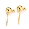 304 Stainless Steel Ball Post Stud Earring Findings, with Loop and 316 Surgical Stainless Steel Pin, Real 18K Gold Plated, 2mm, Pin: 0.8mm