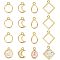 CHGCRAFT 48Pcs 4 Styles Golden Geometric Hollow Frame Charms Teardrop Round Square Moon Alloy Open Back Bezel Pendants for DIY UV Resin Pressed Flower Jewelry, Length 14-19mm