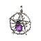 Natural Amethyst Pendants, Spider, 37x43mm