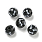 Printed Wood European Beads, Round with Bone Pattern, Black, 15.5~16mm, Hole: 4~4.5mm