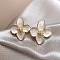 Alloy Enamel Stud Earrings, Flower, Golden, White, 25x23mm