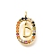 Brass Micro Pave Cubic Zirconia Pendants, Real 18K Gold Plated, Oval with Letter Charms, Letter D, 18.5x11x3.5mm, Hole: 2x1.5mm