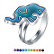 Zinc Alloy Adjustable Finger Rings for Girls, Temperature Sensing Color Changing, Elephant, with Epoxy Resin, Platinum, Inner Diameter: 16~19mm