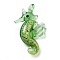 Handmade Lampwork Pendants, Sea Horse Charms, Medium Sea Green, 42~42.5x27x10mm, Hole: 3x3.5mm
