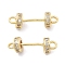 Brass Micro Pave Clear Cubic Zirconia Connector Charms, Flat Round Links, Real 18K Gold Plated, 19x6mm, Hole: 2mm