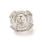 Brass Micro Pave Cubic Zirconia Button Cabochon Settings, Long-Lasting Plated, Cadmium Free & Lead Free, Flat Round, Platinum, 19x7mm, Hole: 1.4mm