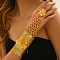Luxurious Middle Eastern Bride Iron Ring Bracelets with Floral Design, Wide and Fashionable, Golden, Inner Diameter: 2-3/8~2-3/4 inch(6~7cm)