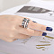 Roman Numerals 304 Stainless Steel & Crystal Rhinestone Finger Rings, Stainless Steel Color, US Size 7(17.3mm)