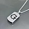 Rectangle with Laser Cut Letter 201 Stainless Steel Initial Pendant Necklaces, Stainless Steel Color, Letter G, 23.62 inch(60cm)