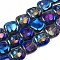 Electroplate Glass Beads Strand, AB Color, Polygon, Dark Blue, 10.5x11~12x5~6mm, Hole: 1mm, about 60~61pcs/strand, 24.41 inch~ 25.20 inch(62~64cm)