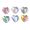 Glass Rhinestone Cabochons, Pointed Back & Back Plated, Faceted, Heart, Mixed Color, 10x10x5mm