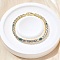 Brass Enamel Link & Charm Bracelets, with Clear Cubic Zirconia, Cadmium Free & Lead Free, Rack Plating, Light Sky Blue, 6-1/4 inch(16cm)