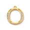 Rack Plating Brass Micro Pave Cubic Zirconia Pendant, Greek Alphabet, Real 18K Gold Plated, Letter O, 13.5x16x1.5~1.6mm, Hole: 1.1mm