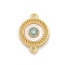 Brass Micro Pave Clear Cubic Zirconia Connector Charms, with Shell, Real 18K Gold Plated, Flat Round, 16x11.5x2.5mm, Hole: 1.2mm