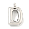 Non-Tarnish 304 Stainless Steel Pendants, Letter Charm, Stainless Steel Color, Letter D, 26x16x5.5mm, Hole: 3mm