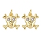 Brass Micro Pave Clear Cubic Zirconia Pendants, Skull Charms, with Jump Ring, Real 18K Gold Plated, 13.5x13x2mm, Hole: 3mm