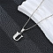 201 Stainless Steel Crystal Rhinestone Initial Pendant Necklaces, Stainless Steel Color, Non-Tarnish, Letter U, 15.75 inch(40cm)