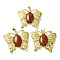 Natural Red Jasper Pendants, Brass Butterfly Charms, Golden, Rack Plating, Cadmium Free & Lead Free, 41.5x45x8mm, Hole: 8x4.5mm