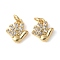 Brass Micro Pave Clear Cubic Zirconia Pendants, Lead Free & Cadmium Free, Long-Lasting Plated, Palm, Real 18K Gold Plated, 11x9x2.5mm