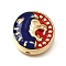Brass with Enamel Beads, Flat Round with Eagle, Rack Plating, Long-Lasting Plated, Cadmium Free & Lead Free, Colorful, Golden, 16x5.5mm, Hole: 1.6mm