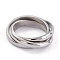 Unisex 304 Stainless Steel Finger Rings, Criss Cross Rings, Stainless Steel Color, Size 6, 2.8~7mm, Inner Diameter: 16.5mm