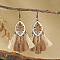 Bohemian Alloy Tassel Chandelier Earrings, Red Copper, Horse Eye, 80x35mm