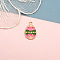 Alloy Enamel Pendant, Egg Charms, for Easter, Hot Pink, 22x14mm