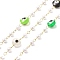 Handmade Evil Eye and Plastic Beaded Chains, Ion Plating(IP) 316 Surgical Stainless Steel Chains, Soldered, with Spool, Real 18K Gold Plated, Round: 3mm, Evil Eye: 6x4mm