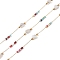 Natural Agate Link Chains, with Glass Seed Beaded and Ion Plating(IP) Real 18K Gold Plated  316 Stainless Steel Chain, Soldered, with Spools, Real 18K Gold Plated, 12~14x2.5~4x3~4mm