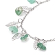 Natural Green Aventurine Chips & Leaf Charms Anklet AJEW-AN00512-05-3