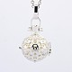 Silver Color Plated Brass Pregnancy Chime Ball Pendant Necklaces NJEW-F053-01S-12-1