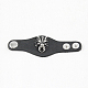 メンズパンクロックリング  レザーリングベース、合金タイガー付き  プラチナ  ブラック  100x35mm RJEW-O008-01-2
