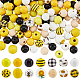 PH PandaHall 192pcs 14 Styles Sunflower Wooden Beads 16mm Bee Loose Round Beads Colorful Painted Wood Beads Yellow Beads for Summer Christmas Thanksgiving Farmhouse Jewelry Making Home Decor Macrame WOOD-PH0002-43-1
