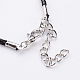 Antike Silberlegierung Herz gewachste Schnur Anhänger Halsketten NJEW-O087-07-3