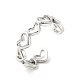 304 Stainless Steel Heart Wrap Open Cuff Ring RJEW-C040-01P-1