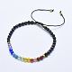 Bracelets de perles tressées en tourmaline noire naturelle BJEW-I258-M06-1
