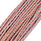 三色ポリエステル編組コード  金のメタリック糸で  編みこみのジュエリー友情ブレスレット作りのために  ショッキングピンク  2mm  約100ヤード/バンドル（91.44m /バンドル） OCOR-T015-B02-2