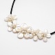 Mixed Flower Mother of Pearl Bib Statement Necklaces NJEW-N0014-04-3