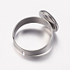 Adjustable 304 Stainless Steel Finger Rings Components STAS-F149-18P-E-3