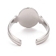 304 anello per polsino aperto da donna a forma di orologio ovale in acciaio inossidabile RJEW-C025-04P-2